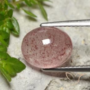 Cuarzo fresa Rosado claro medio natural de 3.65 ct, Ovalada, Translúcido