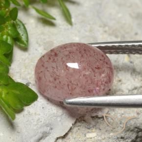 Cuarzo fresa Rosado claro medio natural de 3.65 ct, Ovalada, Translúcido