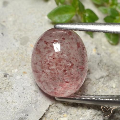 3.36ct Natural Rosado claro medio cuarzo fresa, Ovalada, Translúcido