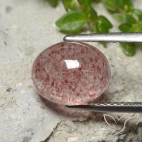 Cuarzo fresa Rosado claro medio natural de 3.36 ct, Ovalada, Translúcido