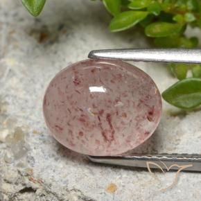 Cuarzo fresa Rosado medio natural de 3.66 ct, Ovalada, Translúcido