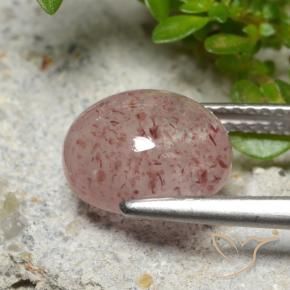 Cuarzo fresa Rosado medio natural de 3.66 ct, Ovalada, Translúcido