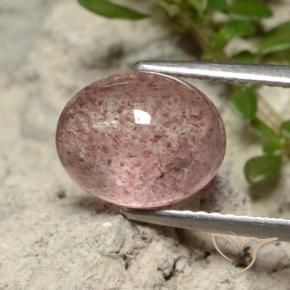 Cuarzo fresa Rosado claro natural de 3.93 ct, Ovalada, Translúcido