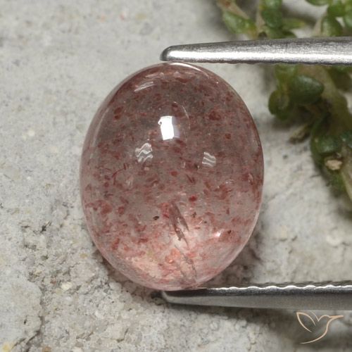 3.40ct Natural Rojo indio cuarzo fresa, Ovalada, Translúcido