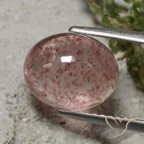 Cuarzo fresa Rojo indio natural de 3.40 ct, Ovalada, Translúcido