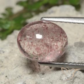 Cuarzo fresa Rosado bubblegum intenso natural de 2.94 ct, Ovalada, Translúcido