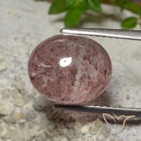 Cuarzo fresa Rosa oscuro natural de 5.07 ct, Ovalada, Translúcido