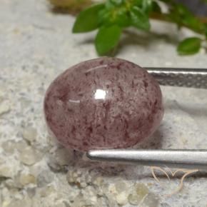 Cuarzo fresa Rosa oscuro natural de 5.07 ct, Ovalada, Translúcido