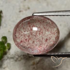 Cuarzo fresa Rosado medio natural de 4.57 ct, Ovalada, Translúcido