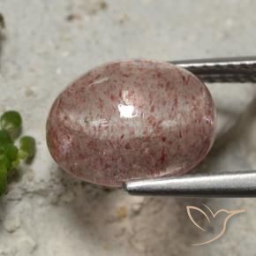 Cuarzo fresa Rosado medio natural de 4.57 ct, Ovalada, Translúcido