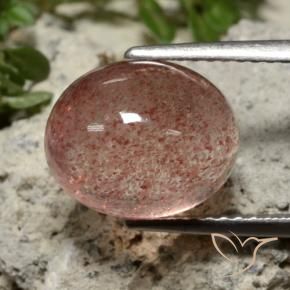 Cuarzo fresa Rosado medio natural de 5.04 ct, Ovalada, Translúcido