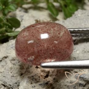 Cuarzo fresa Rosado medio natural de 5.04 ct, Ovalada, Translúcido