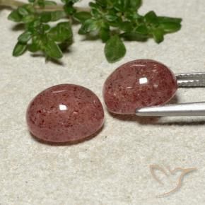 Gemas de Cuarzo fresa Rosado frambuesa natural de 10.07 ct, Ovalada, Translúcido