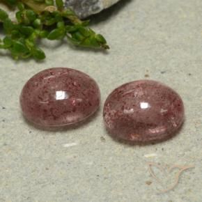 Gemas de Cuarzo fresa Rosado medio natural de 6.52 ct, Ovalada, Translúcido