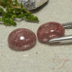 Gemas de Cuarzo fresa Rosado medio natural de 6.52 ct, Ovalada, Translúcido