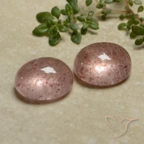 Gemas de Cuarzo fresa Rosado medio natural de 7.40 ct, Ovalada, Translúcido