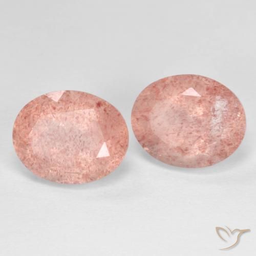 Gemas de Cuarzo fresa Rosado flamingo natural de 7.62 ct, Ovalada, Transparente