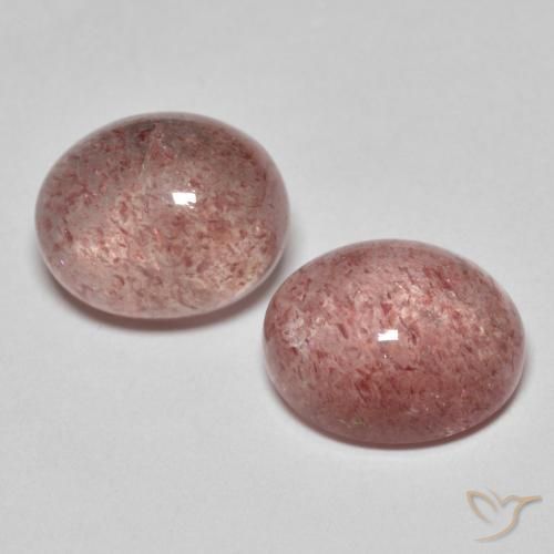 Gemas de Cuarzo fresa Rosa oscuro natural de 7.31 ct, Ovalada, Translúcido