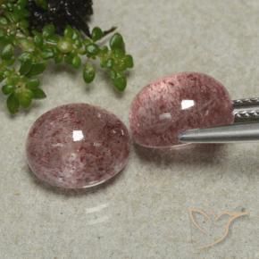 Gemas de Cuarzo fresa Rosa oscuro natural de 8.31 ct, Ovalada, Translúcido