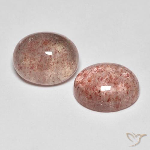 Gemas de Cuarzo fresa Rosa rosado natural de 5.55 ct, Ovalada, Translúcido
