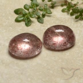 Gemas de Cuarzo fresa Rosa rosado natural de 7.17 ct, Ovalada, Translúcido