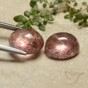 Gemas de Cuarzo fresa Rosa rosado natural de 7.17 ct, Ovalada, Translúcido