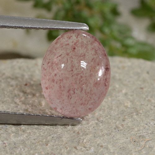 3.43ct Natural Rosado medio cuarzo fresa, Ovalada, Translúcido