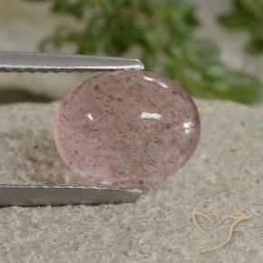 Cuarzo fresa Rosado medio natural de 3.43 ct, Ovalada, Translúcido
