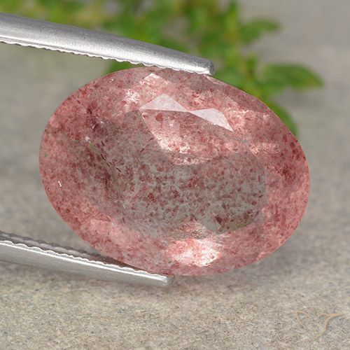 8.25ct Natural Rosa oscuro cuarzo fresa, Ovalada, Translúcido