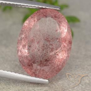 Cuarzo fresa Rosa oscuro natural de 8.25 ct, Ovalada, Translúcido