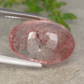 Cuarzo fresa Rosa oscuro natural de 8.25 ct, Ovalada, Translúcido
