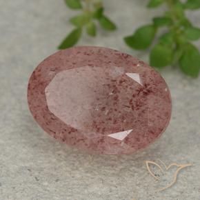 Cuarzo fresa Rosado medio natural de 6.80 ct, Ovalada, Translúcido