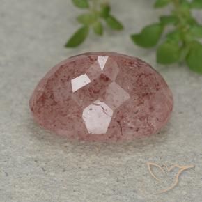 Cuarzo fresa Rosado medio natural de 6.80 ct, Ovalada, Translúcido