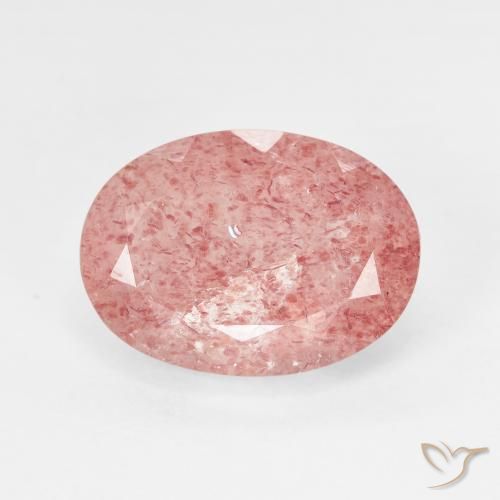 Cuarzo fresa Rosado claro natural de 6.12 ct, Ovalada, Translúcido