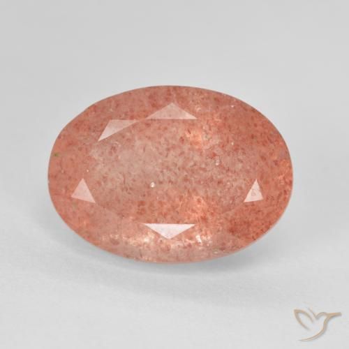 6.41ct Natural Rosado naranja cuarzo fresa, Ovalada, Translúcido