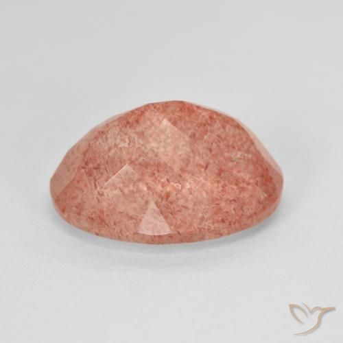 Cuarzo fresa Rosado naranja natural de 6.41 ct, Ovalada, Translúcido