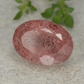 Cuarzo fresa Rosa rosado natural de 6.14 ct, Ovalada, Translúcido
