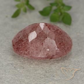 Cuarzo fresa Rosa rosado natural de 6.14 ct, Ovalada, Translúcido