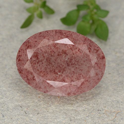 5.56ct Natural Rosado oscuro medio cuarzo fresa, Ovalada, Translúcido