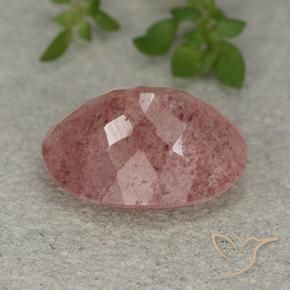 Cuarzo fresa Rosado oscuro medio natural de 5.56 ct, Ovalada, Translúcido