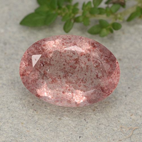 5.20ct Natural Rosado terroso cuarzo fresa, Ovalada, Translúcido