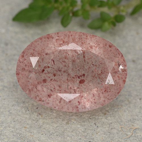 4.88ct Natural Rosado terroso cuarzo fresa, Ovalada, Translúcido