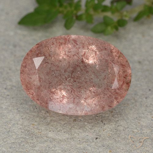6.40ct Natural Rosado medio cuarzo fresa, Ovalada, Translúcido