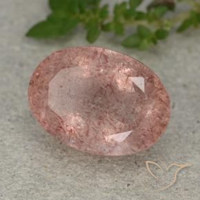 Cuarzo fresa Rosado medio natural de 6.40 ct, Ovalada, Translúcido