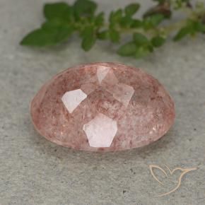 Cuarzo fresa Rosado medio natural de 6.40 ct, Ovalada, Translúcido