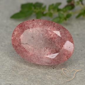Cuarzo fresa Rosado claro natural de 5.85 ct, Ovalada, Translúcido