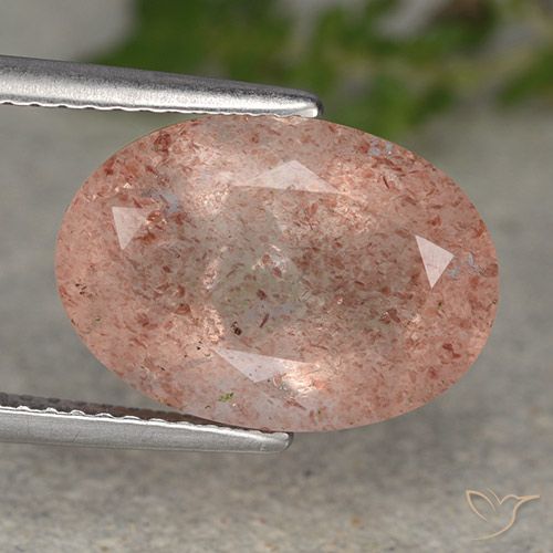 5.70ct Natural Rosado naranja cuarzo fresa, Ovalada, Translúcido