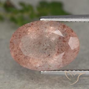 Cuarzo fresa Rosado naranja natural de 5.70 ct, Ovalada, Translúcido