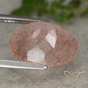Cuarzo fresa Rosado naranja natural de 5.70 ct, Ovalada, Translúcido