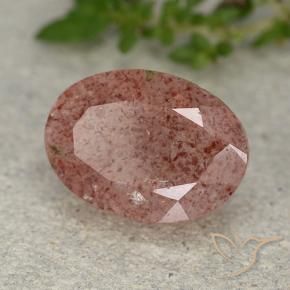 Cuarzo fresa Rosado medio natural de 5.80 ct, Ovalada, Translúcido